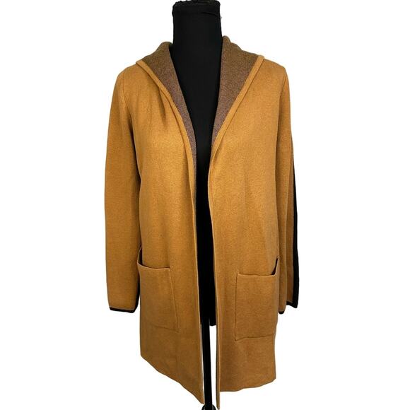 Rachel Zoe Open Front Long Line Cardigan Tan Black Neutral Color Block Size XS - Picture 1 of 7